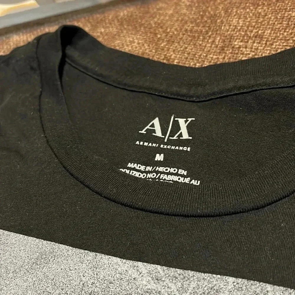 Armani Exchange Black Graphic T-Shirt - size medium - Picture 3 of 5